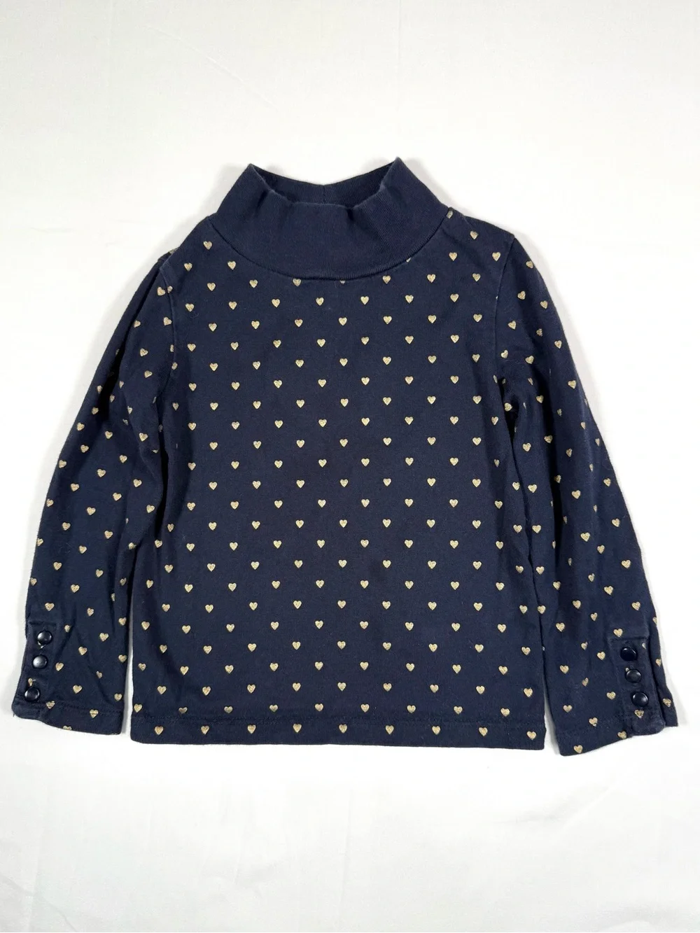 PETIT SÉZANE Girls Gold Heart Print‎ Mock Neck Top 3 Turtleneck Luxury Preppy